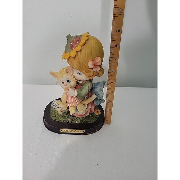 Vintage Precious Moments  Belle & Benny  Girl Sad Face  And Kitten Figure - Picture 12 of 12